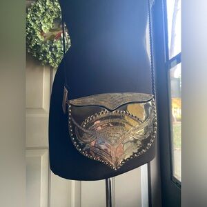 Vintage NOS Lunacy Designs handcrafted silver metal western mini shoulder purse